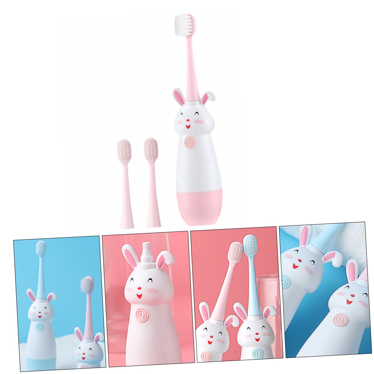 PACKOVE 3sets Spazzolino Elettrico Sonic Per Ragazza Ragazza Design Cartoon Ricaricabile Usb Facile Usare e Portatile Residui Per Viaggi e Uso Rosa