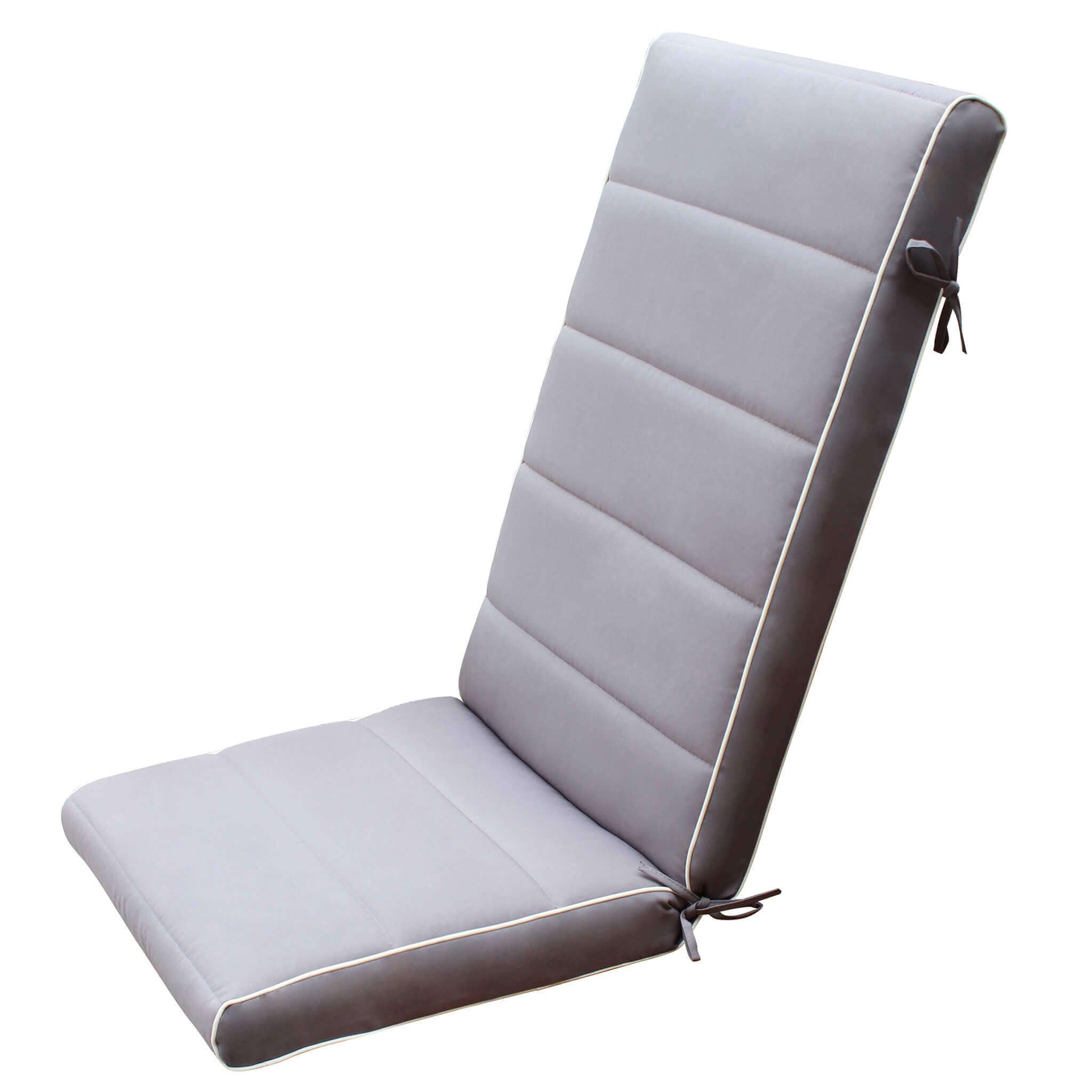 milani home - cuscino alto per sedia da giardino, King, sfoderabile con lacci, poliestere, grigio, 115 x 46 x 8 cm