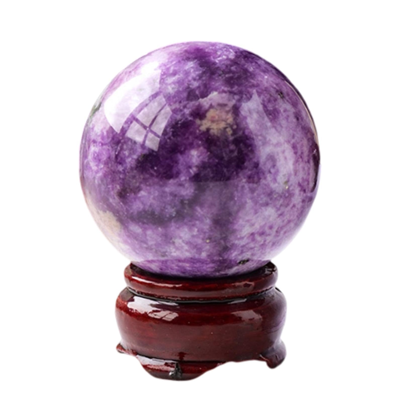AUOQKQUT Amethyst Crystal Ball Lepidolite Purple Mica Quartz Sphere Gemstone Balls for, Home Decoration,65mm