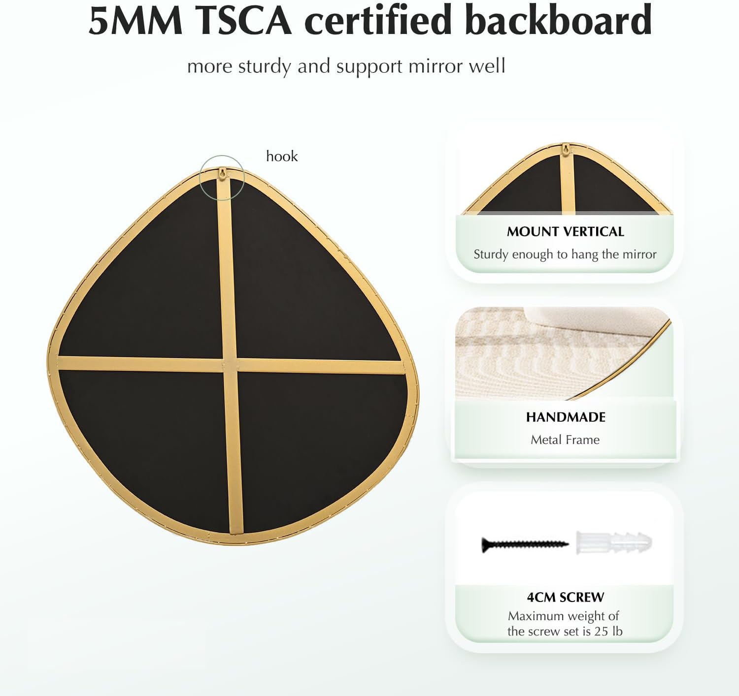 Asymmetrical Wall Mirror Matel Gold Framed Wall Mirror for Living Room Bedroom Bathroom Entryway Wall Decor 32.0" L x 31.5" W ELE-002Gold