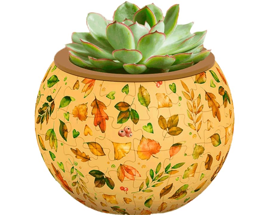 Image of PieceRelax 3D Puzzle Planter 80 Pieces - Flower Pot - Elegant Green, for Mom, Home Decor Flower Pots for Indoor Cactus, Succulents Pots [K1105]