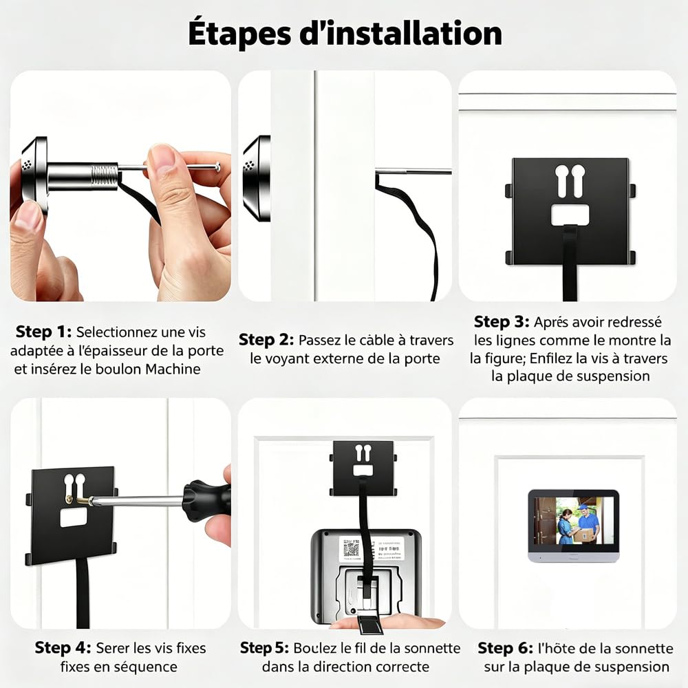 2K Judas de Porte Caméra Surveillance avec Audio Bidirectionnel,Détection de Mouvenment, Visiophone Connecté Interphone Vidéo,Judas Numérique 4.3'' Écran Batterie 5000mAh,Vision 140°,Vision Nocturne
