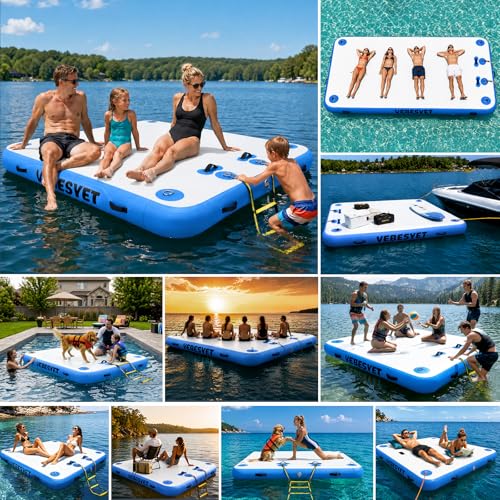 VEBESYET Inflatable Floating Dock with Soft Ladder, 6 inch Thick Non-Slip Inflatable Dock Floating Platform, Durable Drop-Stitch Inflatable Dock for Lake, Ocean, Swimming & Fishing by VEBESYET - Image 6