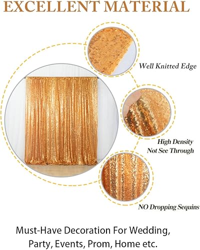 Miniatura 4 de Cortina de fondo de lentejuelas doradas, 2 paneles, 5 x 10 pies, telón de fondo de boda, cortinas brillantes, telón de fondo de lentejuelas doradas