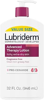 Lubriderm Advanced Therapy Fragrance-Free Lotion + Pro-Ceramide, 48Hr Hydration for Dry, Itchy Sensitive Skin, 32 oz Non-Greasy Hypoallergenic