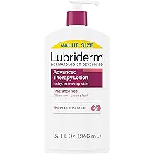 Lubriderm Advanced Therapy Fragrance-Free Moisturizing Hand &amp; Body Lotion + Pro-Ceramide, Intense Hydration for Itchy, Extra Dry, &amp; Sensitive Skin, Non-Greasy, Hypoallergenic, 32 fl. oz