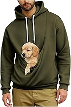 HAOLEI Men's Hoodie Loose Solid Color Sweatshirts Oversize with Pocket for Cats Dogs Fleece Sweatshirt Long Sleeve with Kangaroo Pocket Fashion Pet Sweater