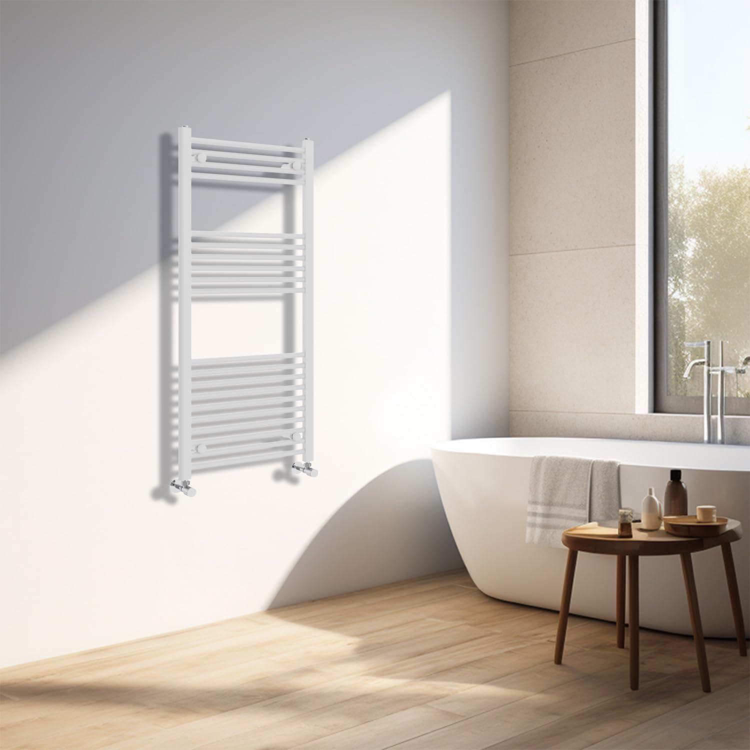 Sèche-serviettes 1200 x 500 mm droit en acier laqué blanc haute durabilité