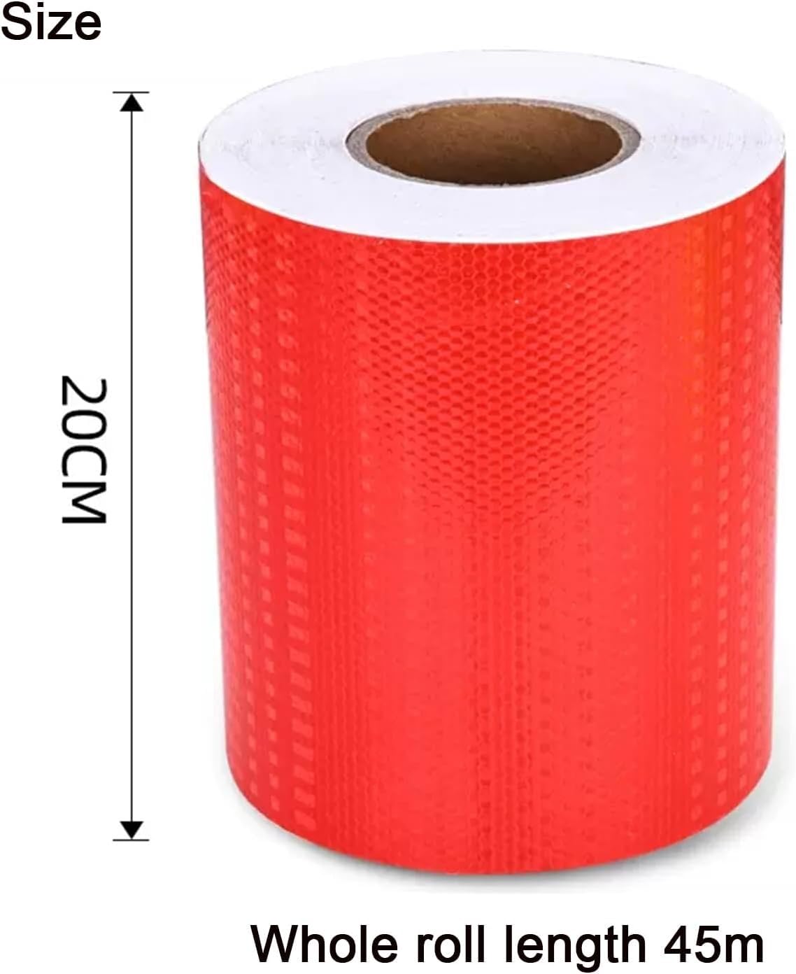 Taśma odblaskowa bezpieczeństwa Taśma ostrzegawcza odblaskowa 20 cm x 45 metrów samoprzylepna Naklejki odblaskowe do dekoracji roweru, motocykla, samochodu(Red)