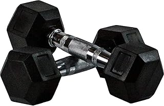 ULTIMAX - Rubber Encased Dumbbell Set Hex Rubber Dumbbell Solid Iron Hex Dumbbells