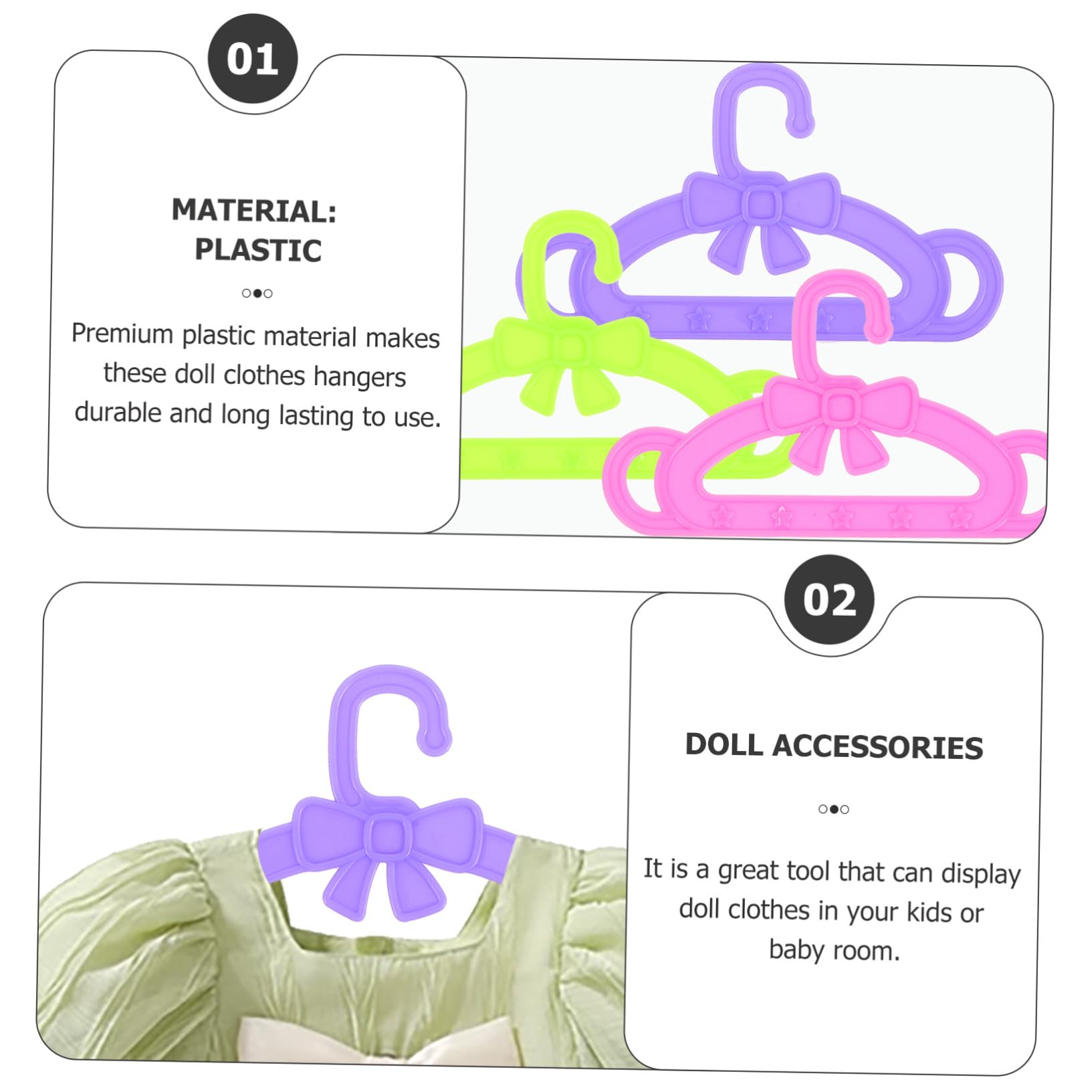 Mikinona Perchas de Plástico 15 para Ropa de Muñecas de Juguete de 18 Pulgadas Accesorios en Navidad Ideales para Habitación Infantil
