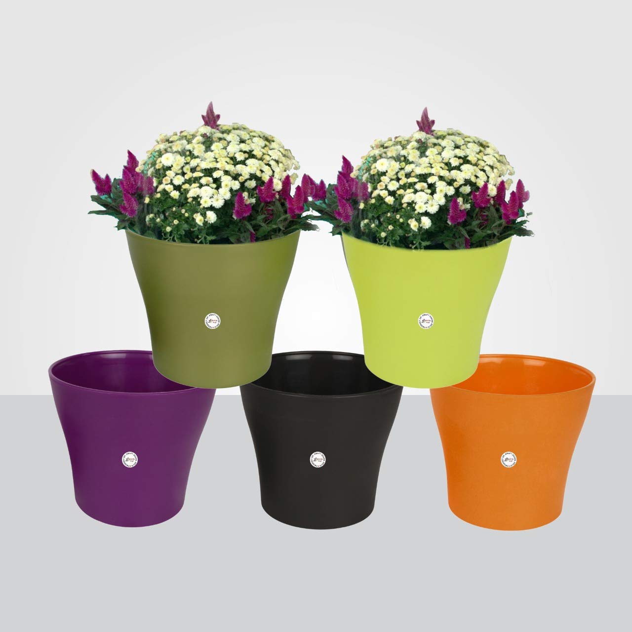 Kraft Seeds Gate Garden! Flower Pots Spectacular Design for Germination & Growing of All Type Flower & Herb & Vegetable Seeds, Flower Bulbs (6-inch, Set of 5,Plastic,Multicolor)