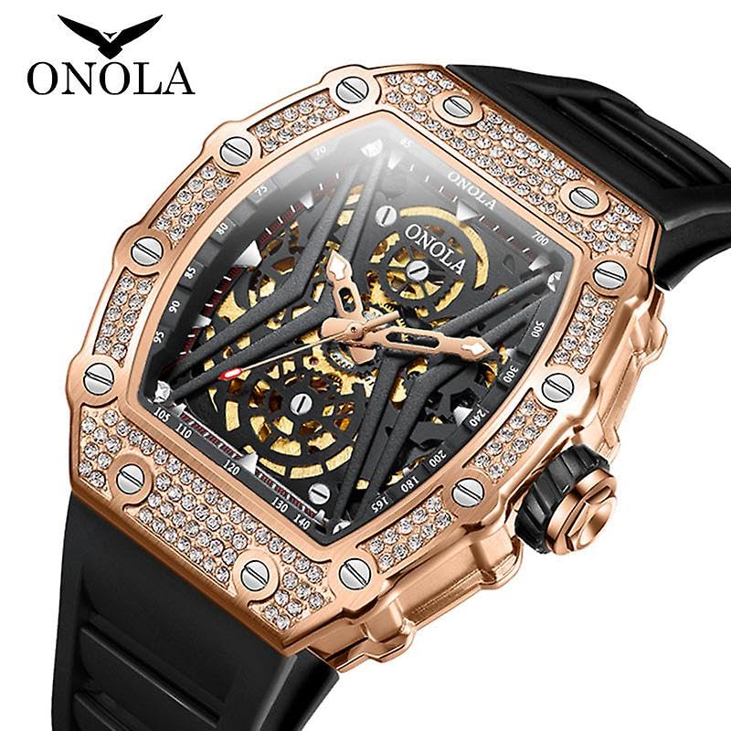 Reloj mecánico automático con hueco de diamante para hombre, correa de lujo, resistente al agua, reloj para hombre, Relogio Masculino