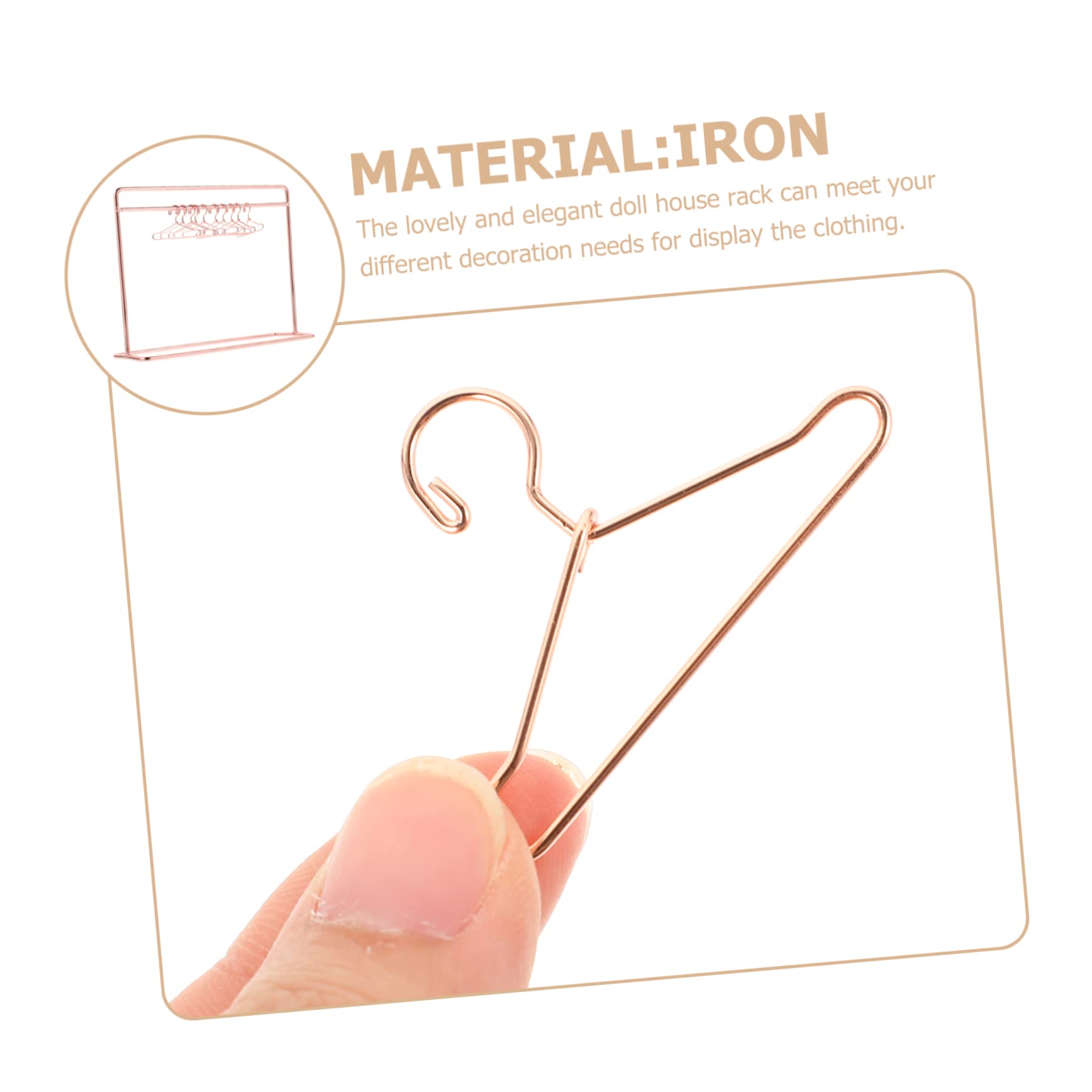 Kisangel Rose Gold Mini Clothes Hanger Set 11pcs Iron Doll Coat Rack Doll Dress Rack Dry
