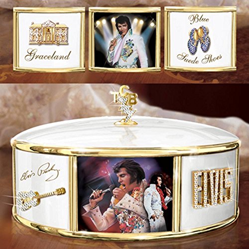 Retired Bradford Exchange Elvis "King of Rock 'n' Roll" Porcelain Music Box