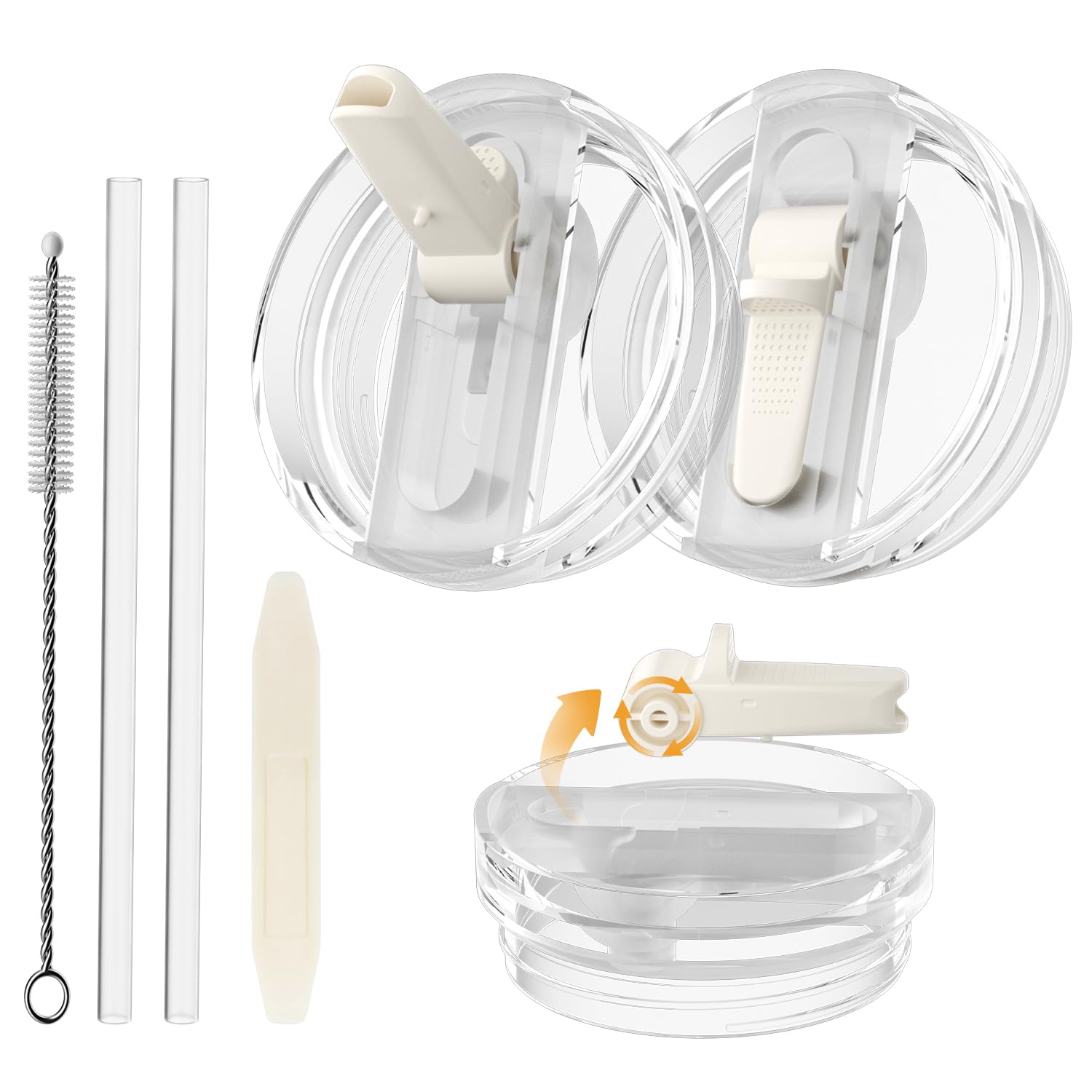 CloudValley [2 Pezzi] Coperchio per Stanley Quencher 30 oz, Coperchi in PC Antigoccia Accessori, Cup Lid con Cannuccia Pieghevole [Rimovibili e Facile da Pulire] Riutilizzabili e Antiperdita, Bianco