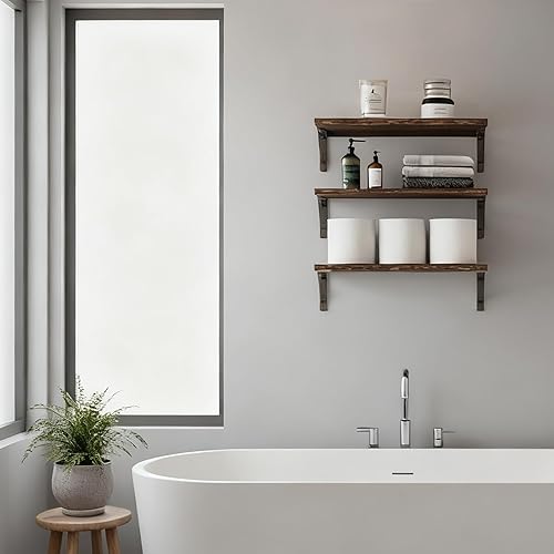 Miniatura 6 de Fixwal Estantes flotantes para pared, estantes de madera montados en la pared para dormitorio, baño, sala de estar, almacenamiento y decoración de