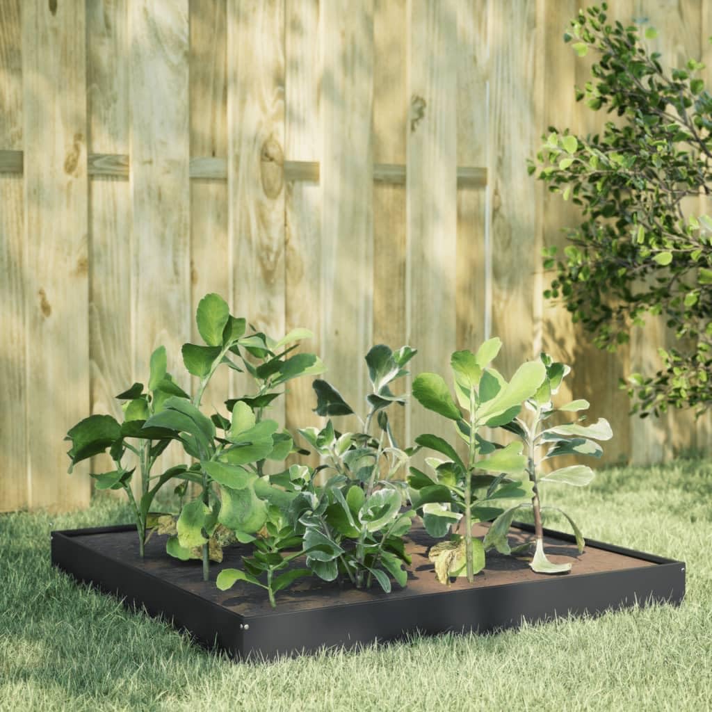 Arriate de Acero Gris Antracita 100x100x18,5 cm, Mesa De Cultivo, Huerto Domestico, Cultivo De Plantas Aromaticas, Arriate De Jardín - 851012
