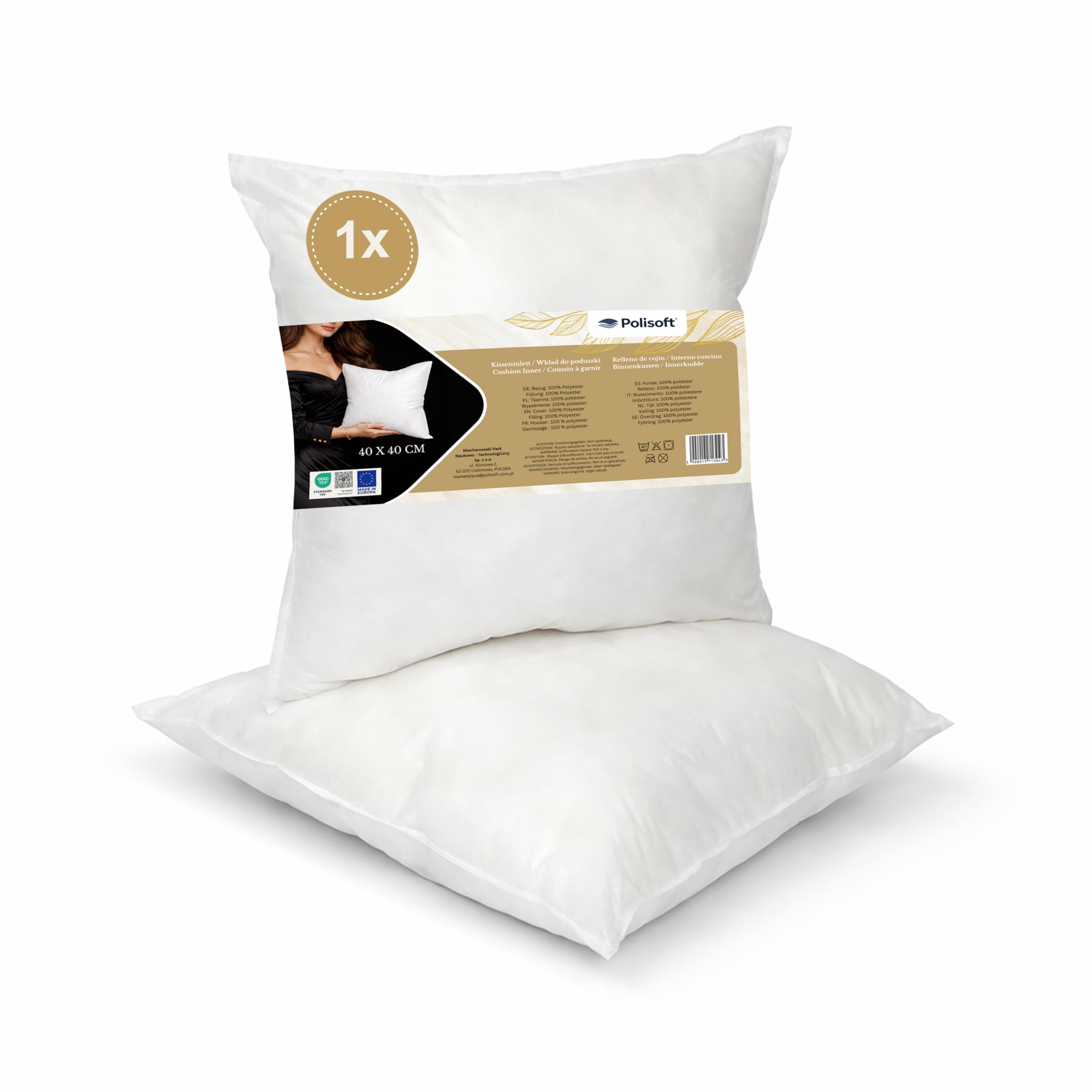 Kissenfüllung 40x40 cm, für Sofa und Bett, Flauschige Kopfkissen für das Schlafzimmer, Innenkissen, Füllkissen Ideal für Sofakissen, Zierkissen, Antiallergische, Weiß