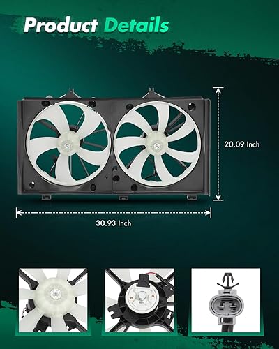 Miniatura 2 de SCITOO 621-388 621900 Motor de condensador de radiador eléctrico Ventilador de refrigeración dual apto para Camry 2007-2011