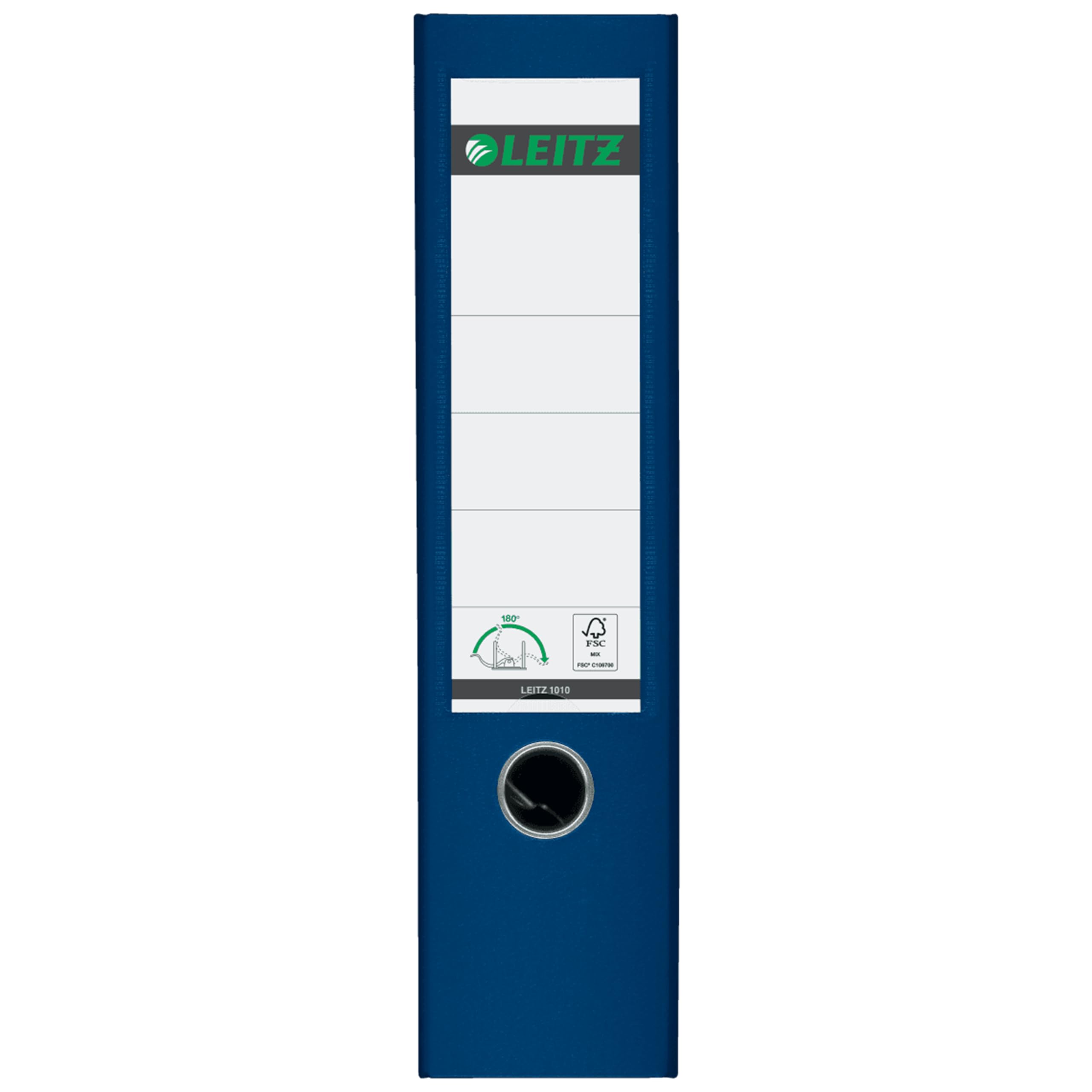 Leitz - 10 Raccoglitori a leva A4 per ufficio, Registratore con meccanismo a leva apertura a 180°, Portaetichette sostituibile, Capacità 600 fogli A4, 10101035, Blu