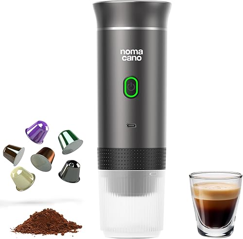 Máquina de café espresso portátil eléctrica, cafetera de viaje, autocalentamiento instantáneo con USB-C, sistema de cápsulas de extracción