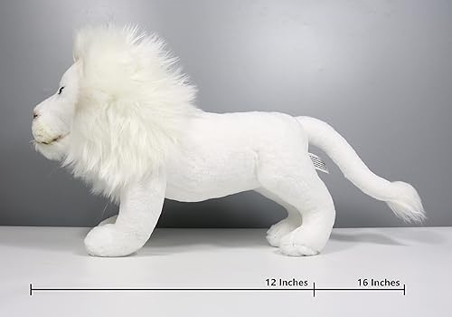 Miniatura 4 de Ice King Bear Peluche de león blanco, juguete de peluche realista, 12 pulgadas de longitud