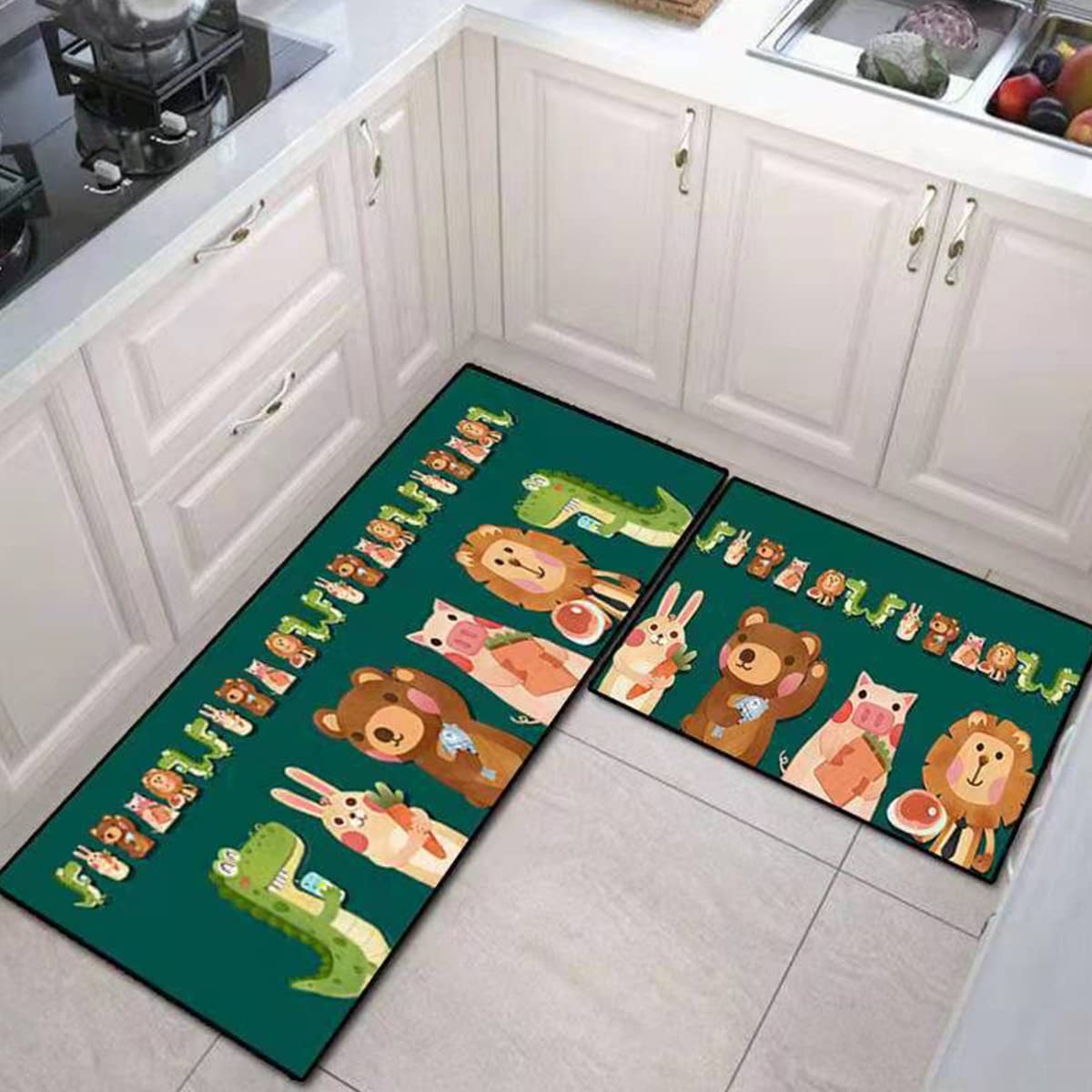 Anti-Ermüdungs Küchenmatte Set – 2-teilig (50,8x81,3 Cm + 50,8x149,9 Cm), Rutschfest, Wasserdicht, PVC