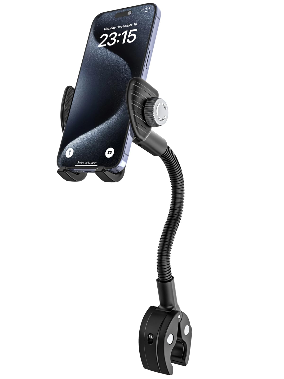 Spin Bike Supporto per Telefono a Collo Di Cigno per Bicicletta, Supporto Flessibile per Telefono Da Moto per Scooter, Passeggino, Compatibile iPhone 15 14 Pro Max, Galaxy, 4-7" Cellulare