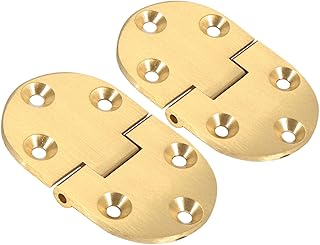 AUNMAS Solid Brass Butler Tray Hinges (2-Pack) - 2.5" x 1.5" Round Edge Folding Hinge with Screws for Drop Leaf Tables, Cabinets and Antique Furniture