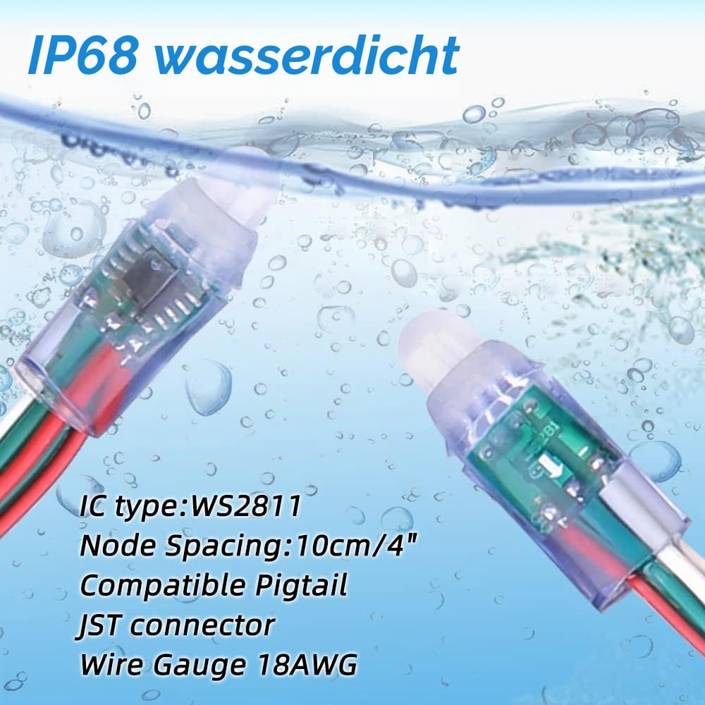 DC 5 V, 500 Stück, WS2811, 12 mm, diffuses digitales RGB-LED-Pixellicht, individuell adressierbar, rund, LED-Pixel-Modul, wasserdicht, für Halloween, Weihnachten, Werbetafel, Hausdekoration