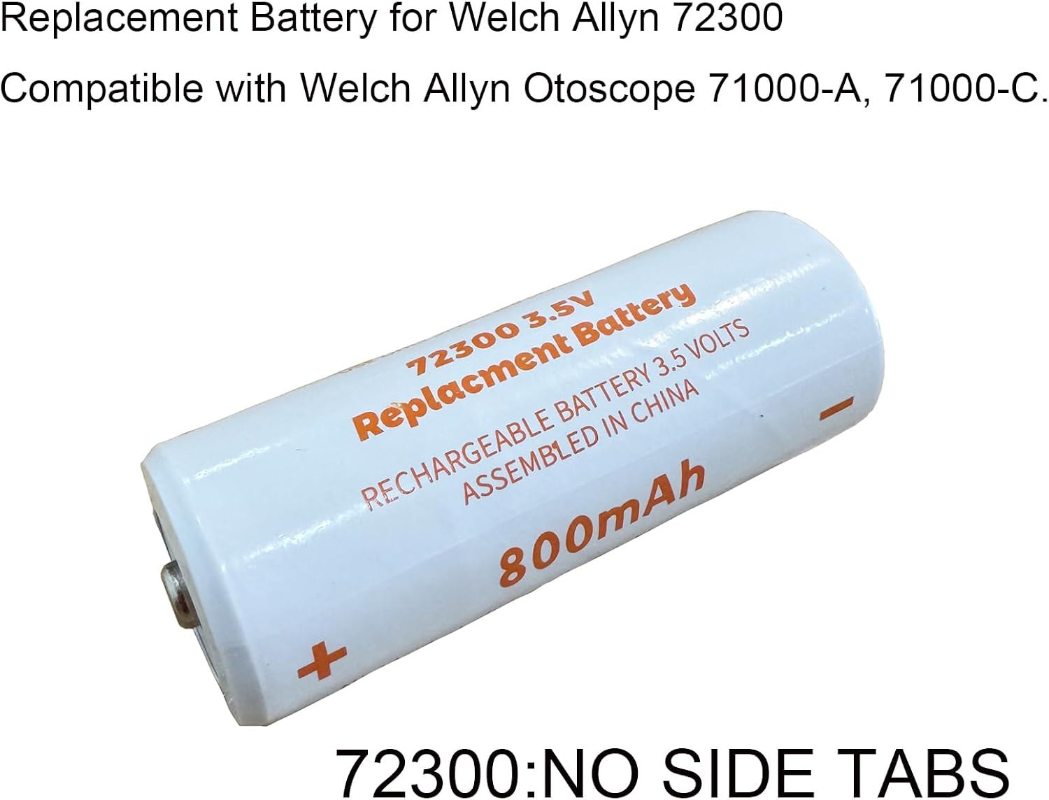 3.5V 800mAh Nickel-Cadmium Rechargeable Battery for Welch Allyn 72300 Compatible with Welch Allyn Otoscope 71000-A 71000-C (1 Pack)