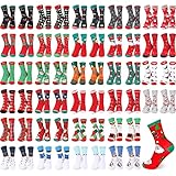 Eurzom 28 Pairs Christmas Crew Socks Winter Festive Socks Novelty Santa Claus Socks for Christmas Women Men (Santa Style)