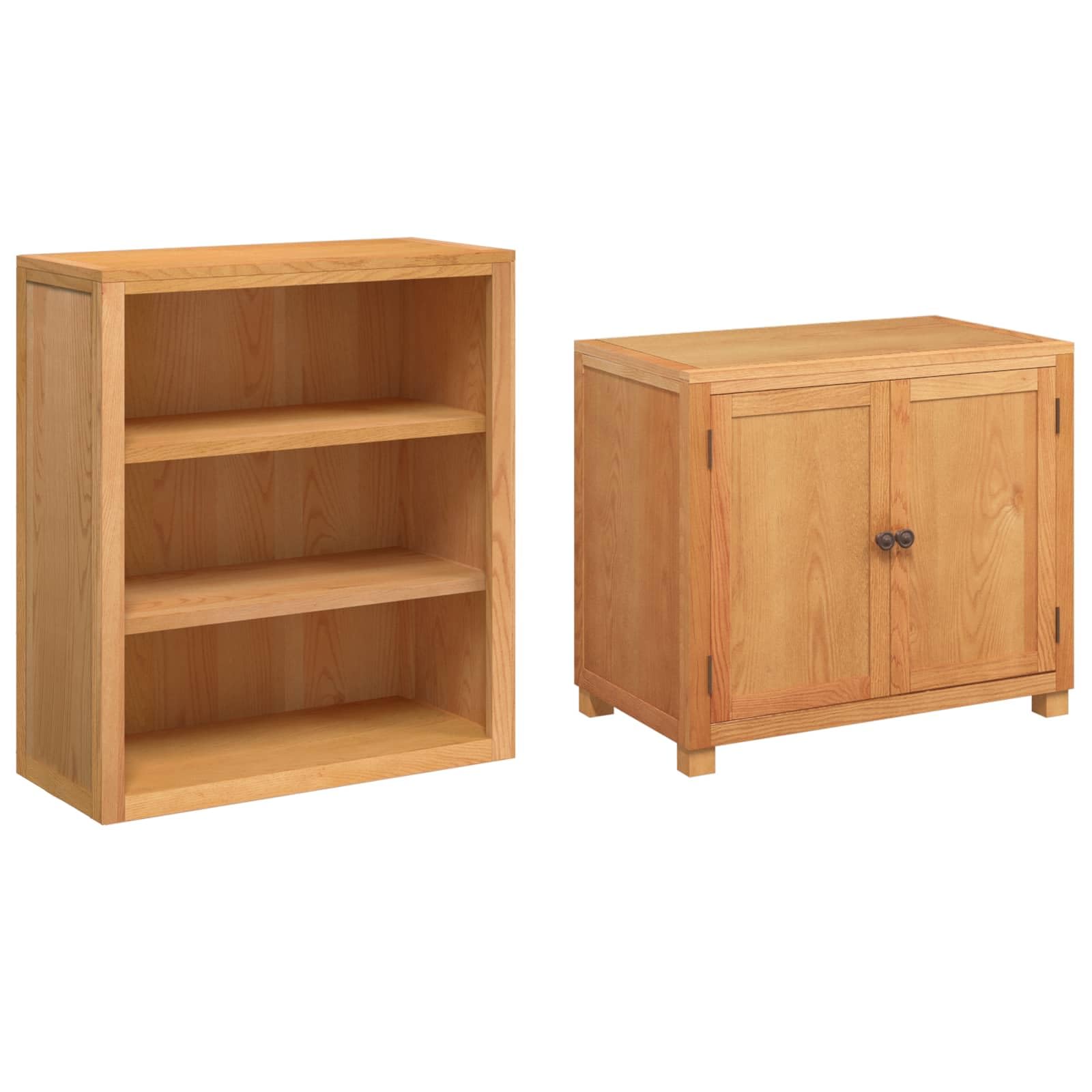 Aufbewahrungsmöbel-Set mit Türen 2 Stück Braun 80 x 50 x 160 cm aus massivem Eichenholz mit viel Stauraum für Wohnzimmer, Schlafzimmer oder Flur, stabiles Design, einfache Pflege