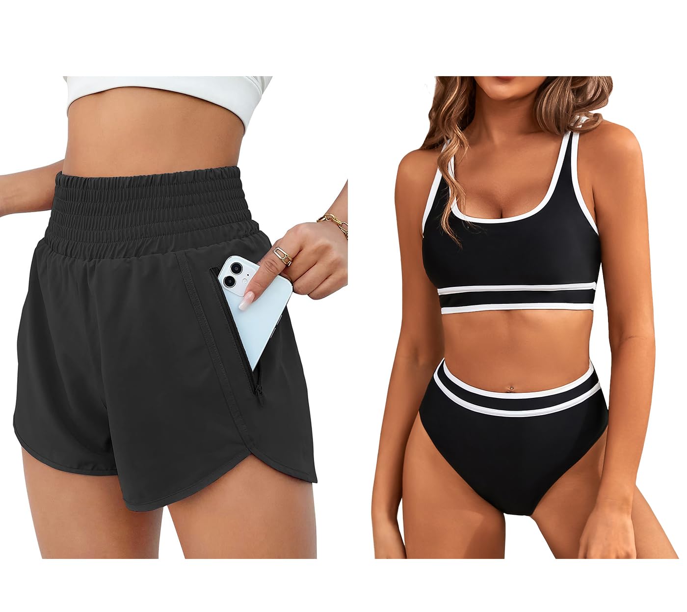  BMJL Women's High Waisted Running Shorts Pocket Elastic Workout Shorts (XL, Black)
| BMJL Women's Running Shorts High W