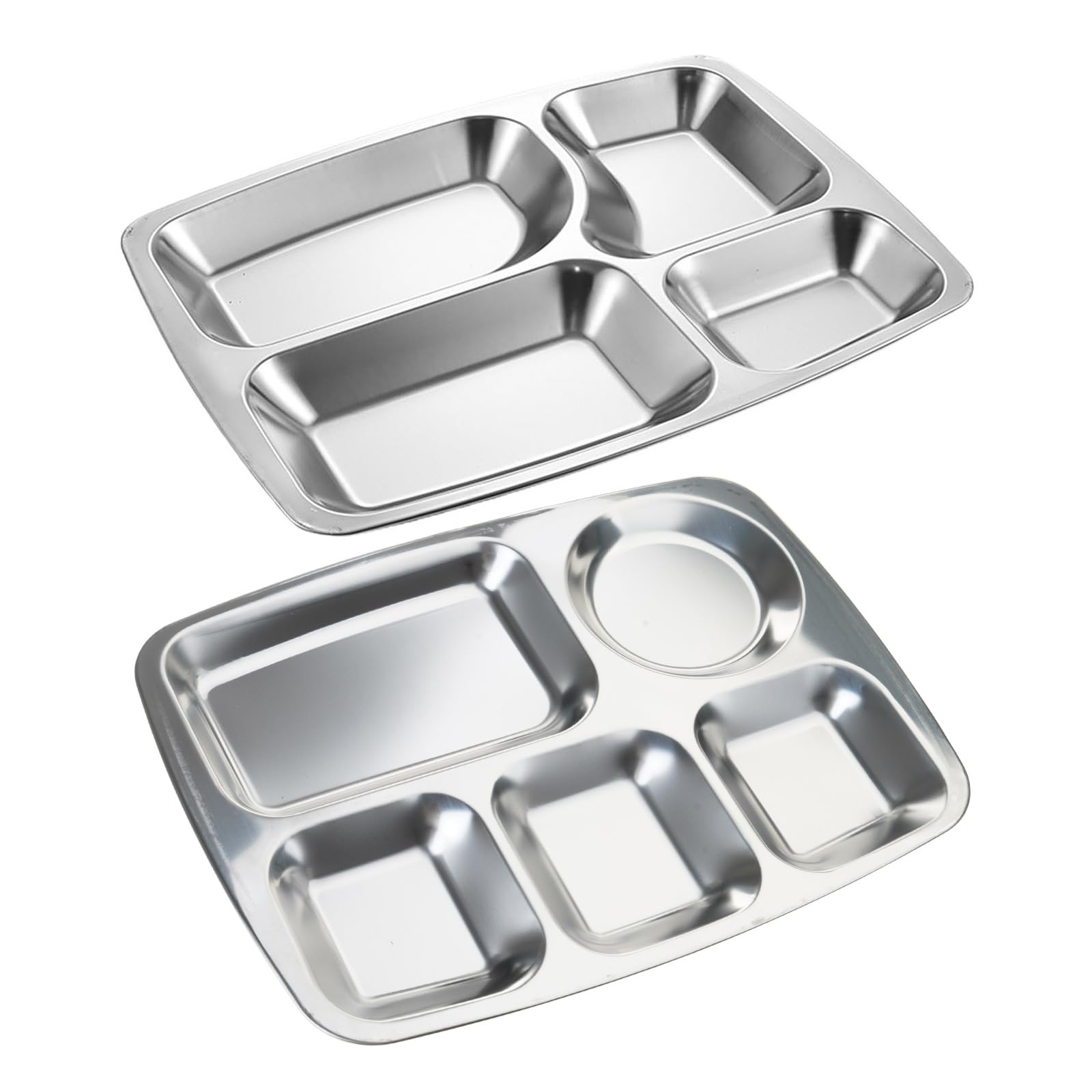 NEWFT Divided Plates Divided Dinner Tray Lunch Box Divided Food Containers Stainless Steel for Restaurant Adult