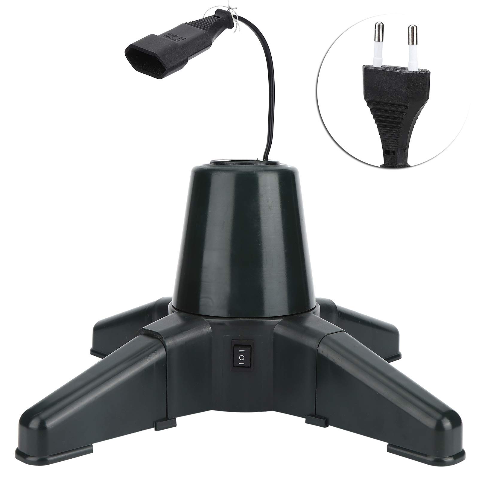 Support d'arbre de Noël Rotatif à 360 Degrés avec Prise en électrique pour la Maison, Rotation Lumineuse, 3 Réglages, Rotation à 360 Degrés, (Bol en Plastique)