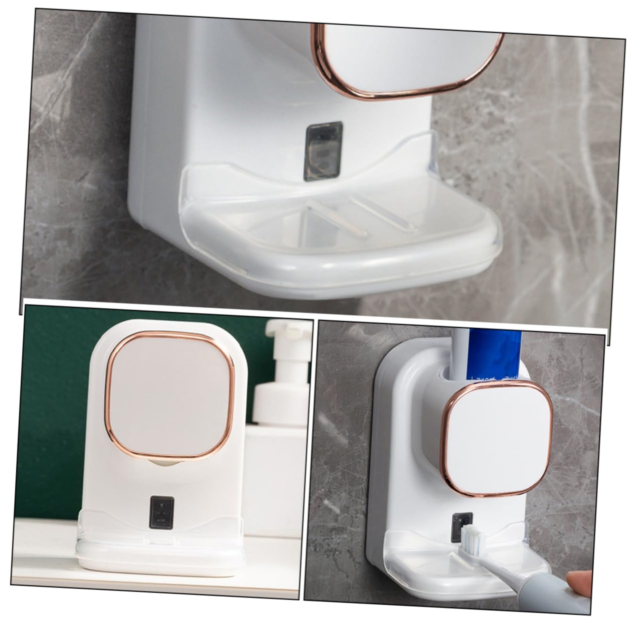 FRCOLOR Distributeur Dentifrice Automatique Mural Sans Perçage Presse-tube Pour Salle De Bain Cuisine