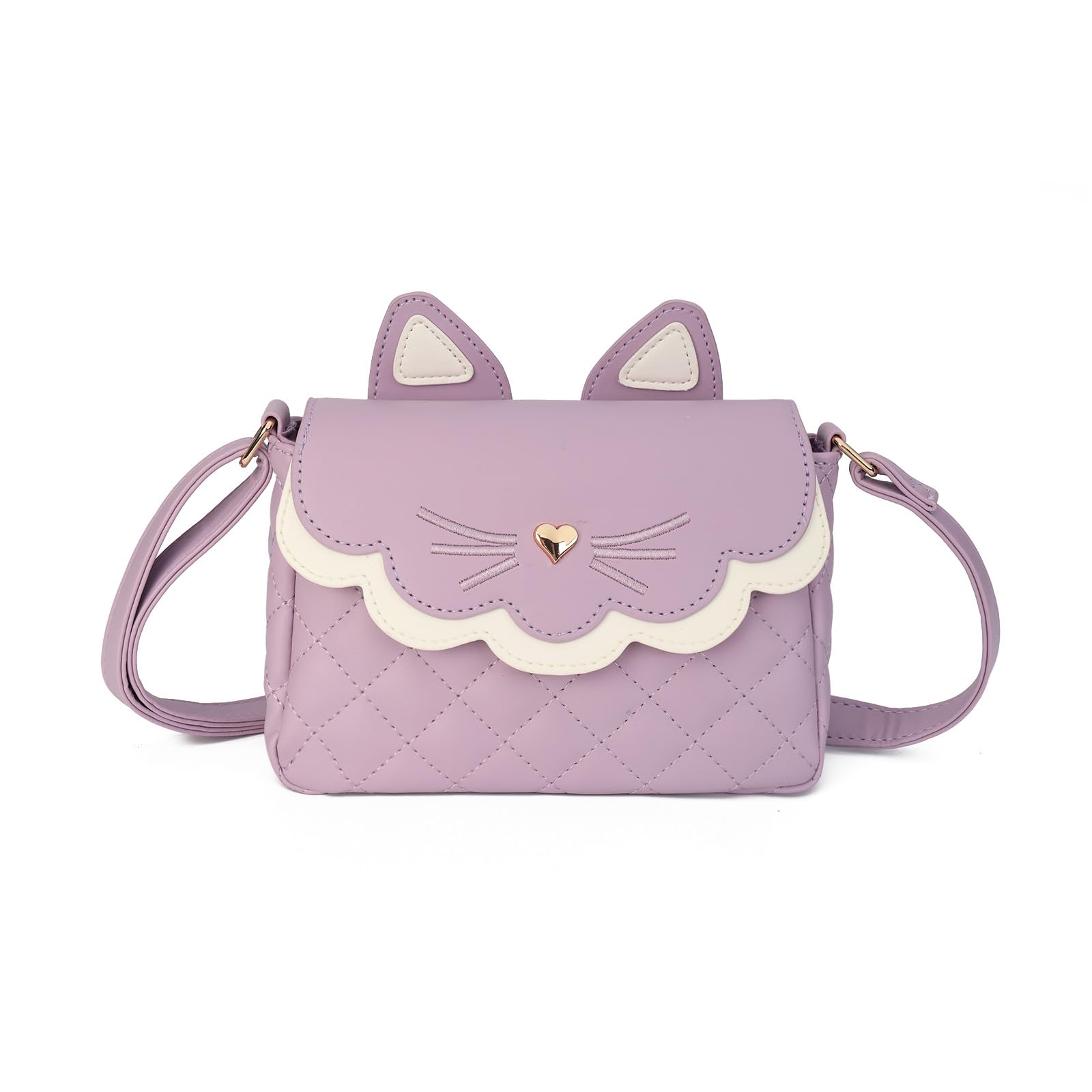 Gladdon Sac à Bandoulière pour Filles Petits sac bandoulière chat Piquage sac à main pour enfant Mini Sac à Monnaie Avec sangle réglable Mode portefeuille(Violet)
