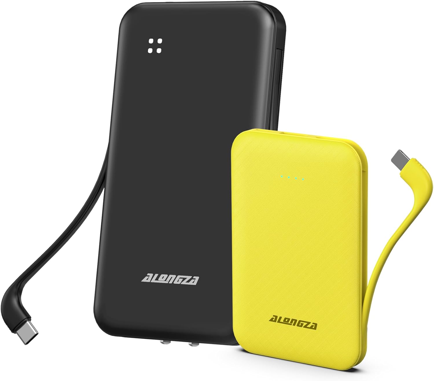 Alongza 2 Pack Portable Charger Builtin Cables and AC Wall
