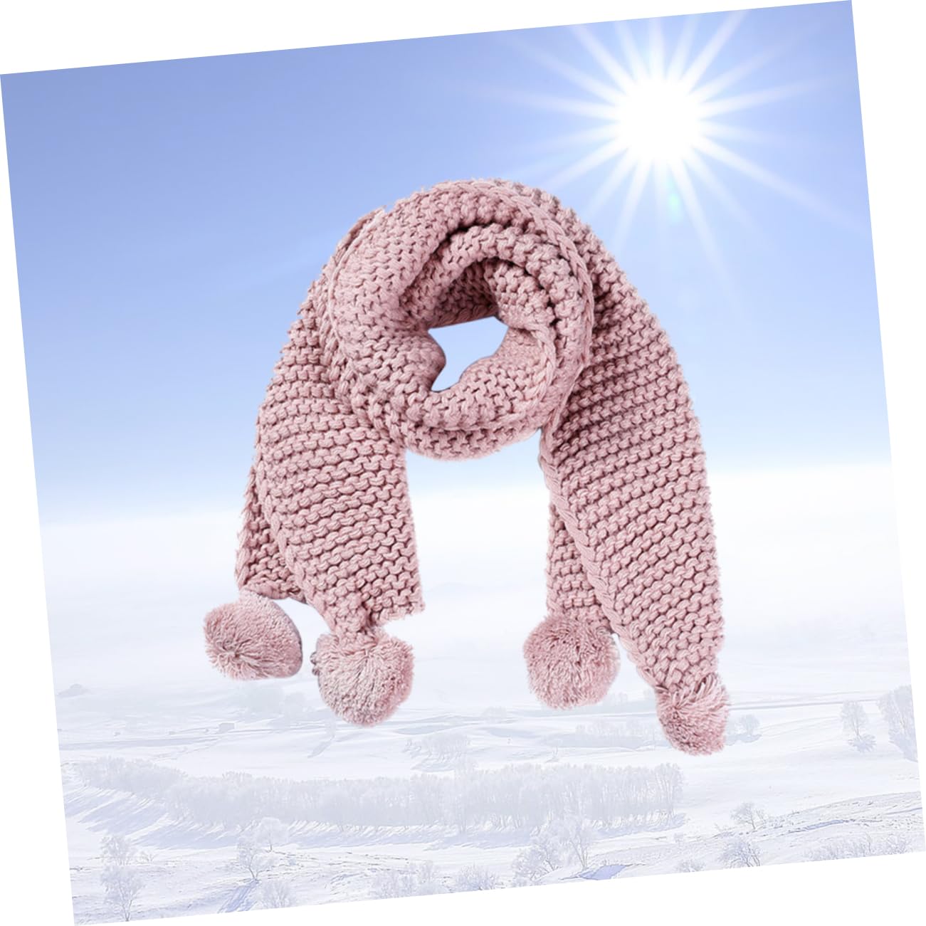 3 Piezas niño Bufanda de Invierno Bufandas para niños con Bolas peludas de niño cálida para niños de Lana Rosa