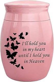 Generic Pet urna lembrança recipiente de armazenamento funeral caixão lembrança urnas pet cabelo armazenamento jar para filhote de cachorro cães gatos gatinho, Borboleta Rosa