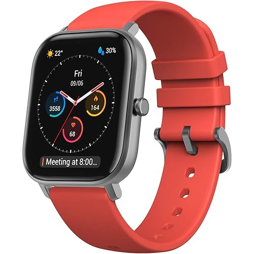 Amazfit GTS Fitness Smartwatch with Heart Rate Monitor, 14-Day Battery Life, Music Control, 1.65" Display, Sleep and Swim Tracking, GPS, Water Resistant, Smart Notifications, Vermillion Orange