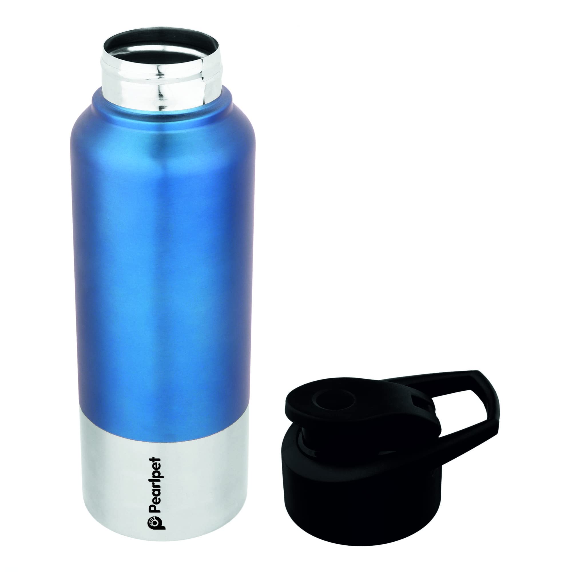 PEARLPET Sportskool Round Stainless Steel Single Wall Water Bottle 750ml | Leakproof, Durable, Reusable | For Gym, School, Office, Fridge Use | Pack of 1 (Blue) 4