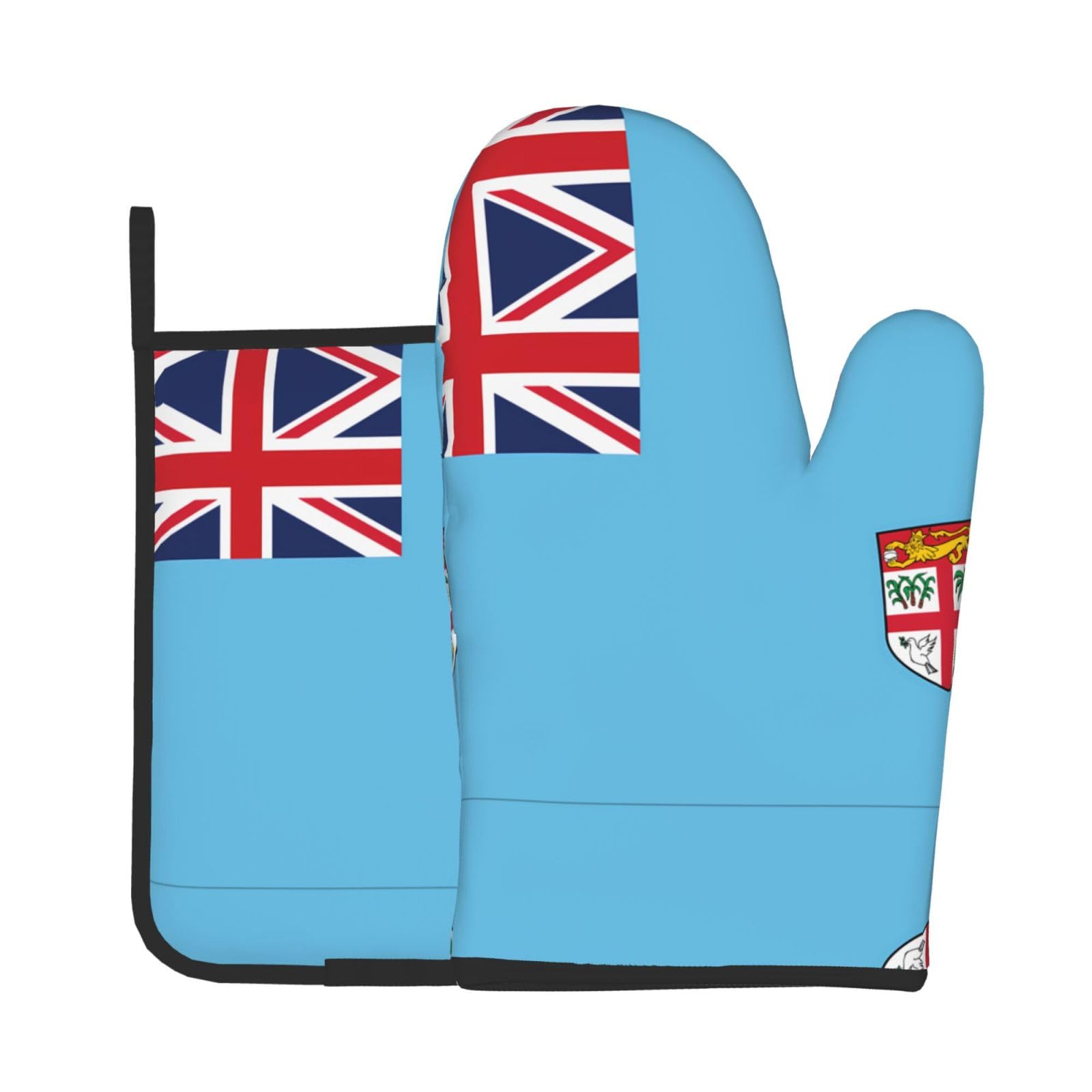 Oven Mitts and Potholders Set of 2 for Kitchen Baking Cooking GrayFiji Flag Thick and Durable