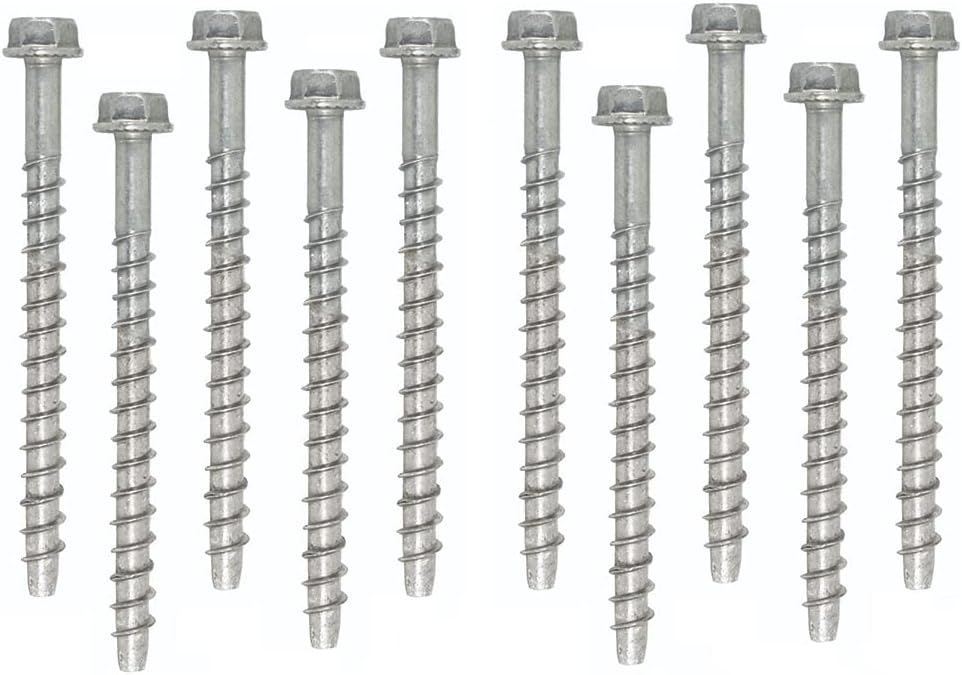 Merriway BH03044 Concrete/Masonry Screw Anchor Hex Head Bolt, M6 x 100mm (1/4" x 4 inch) - Pack of 10