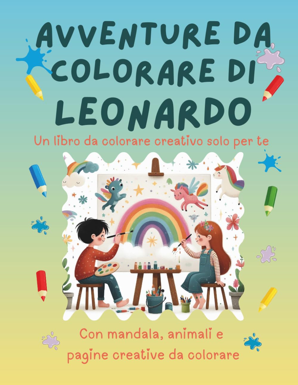 Avventure da colorare di Leonardo – libro da colorare personalizzato: Libro per bambini con animali, natura, mandala e pagine interattive | 32 pagine ... (Avventure da colorare personalizzate)