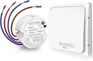 KEEKU Wireless Lights Switch Kit, No Wiring Quick Create or Relocate On/Off Switches for Lights Lamps Fans Appliances, No Battery Remote Control Portable Waterproof Switch for House Lighting