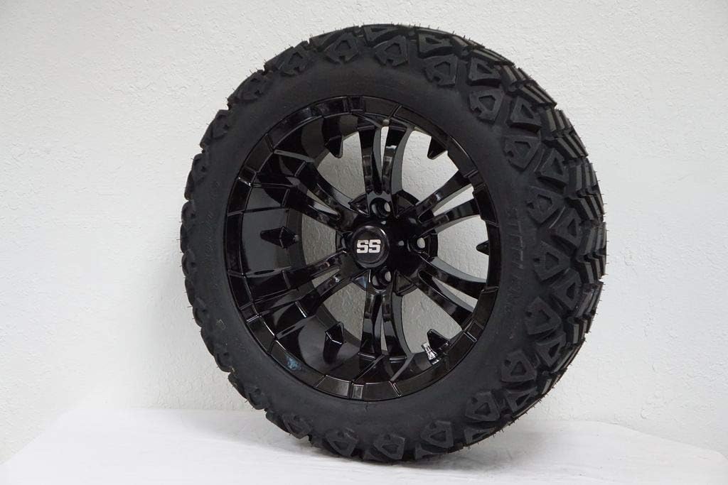 15" VAMPIRE Gloss Black Wheels and 23x10-15 DOT All Terrain Tires Combo - Set of 4