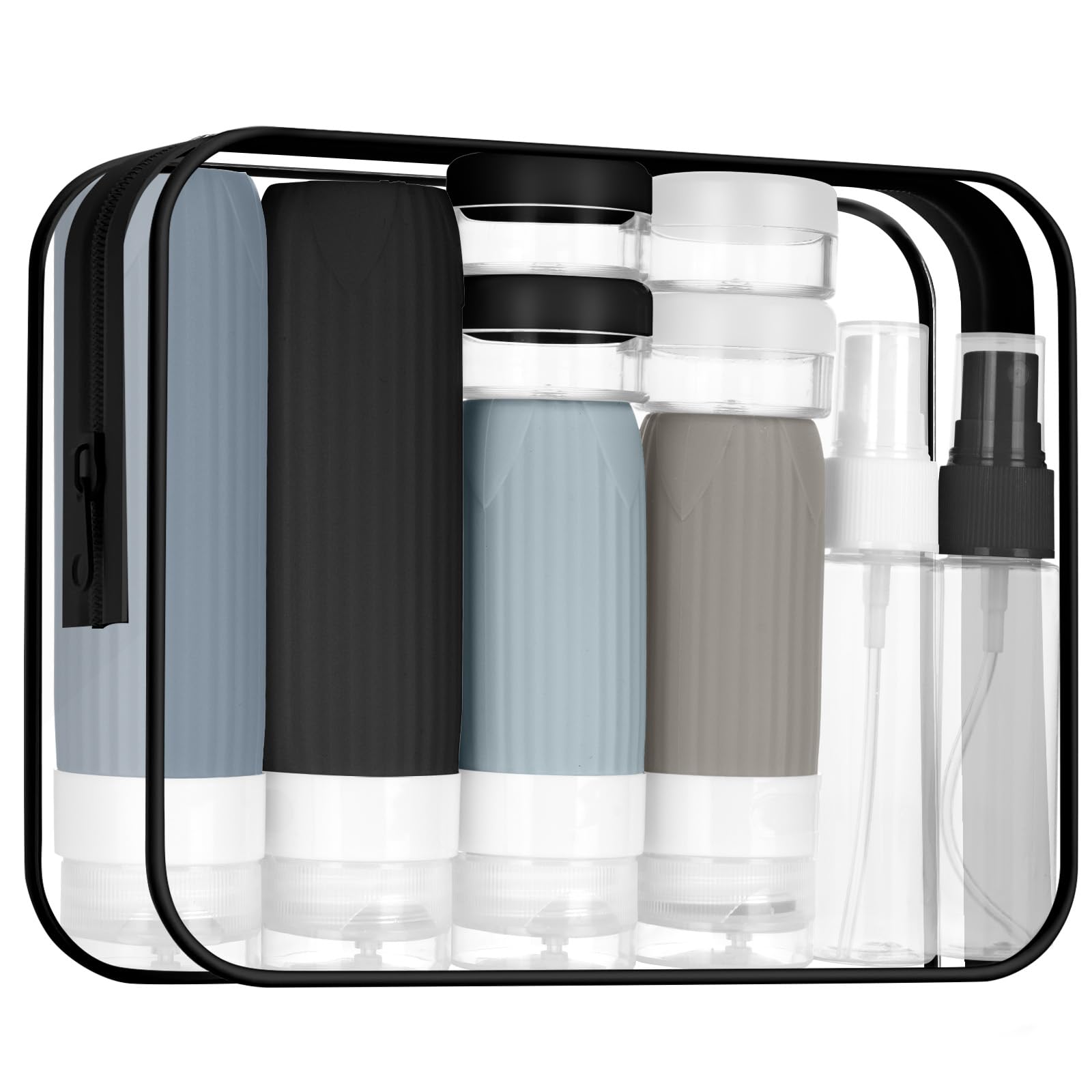 BUTBU Travel Bottles for Toiletries 19 Pack Silicone Travel Bottles Set, Refillable Squeeze Travel Size Containers